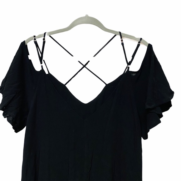 Lulus Afterglow Black Strappy Cold-Shoulder Shift - Picture 9 of 14